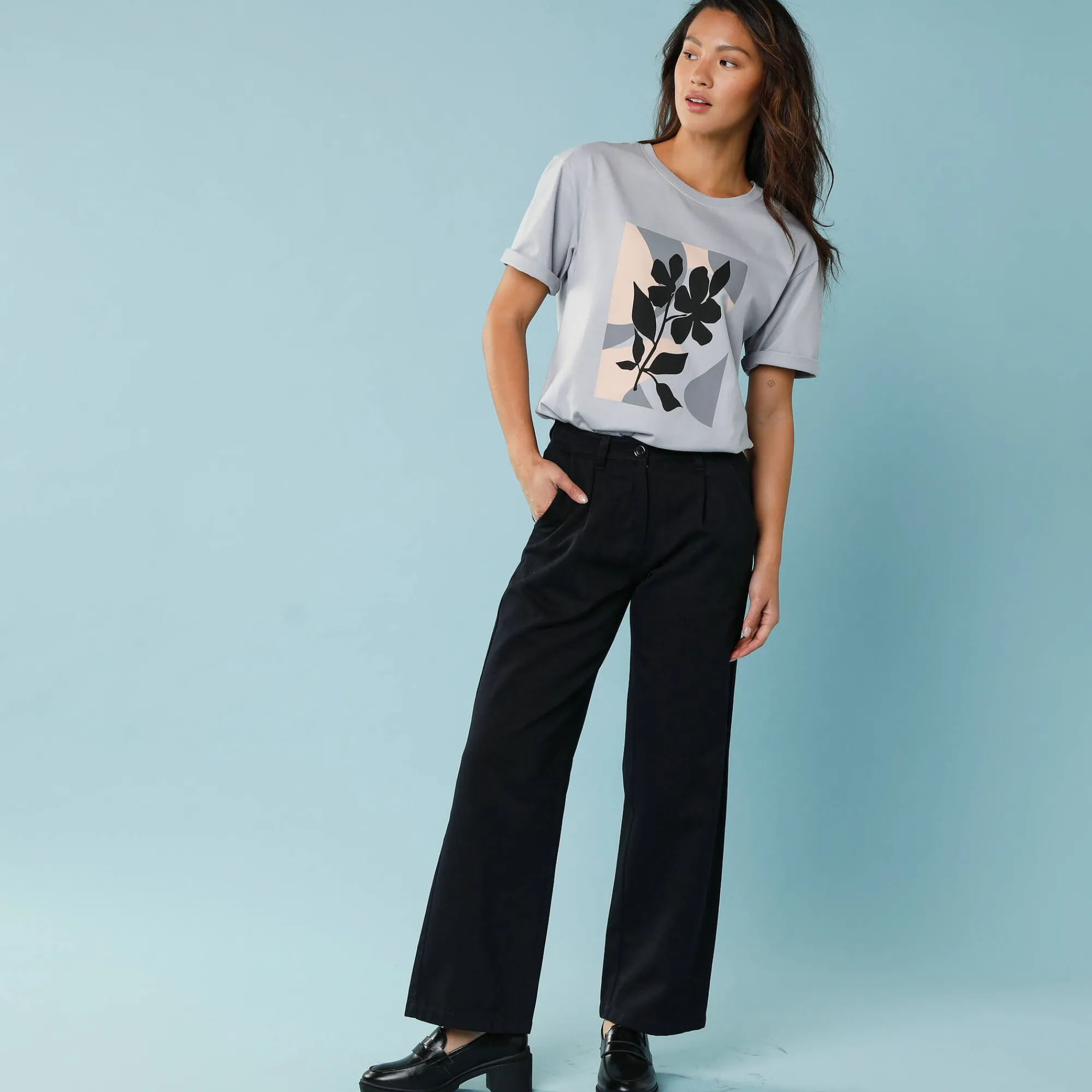 Broek<Blancheporte Ruime, rechte broek, speciaal voor kleine lengtes zwart