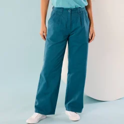 Broek<Blancheporte Ruime, rechte broek, speciaal voor kleine lengtes eendenblauw