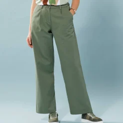 Broek<Blancheporte Ruime, rechte broek, speciaal voor kleine lengtes lindegroen