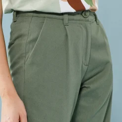 Broek<Blancheporte Ruime, rechte broek, speciaal voor kleine lengtes lindegroen