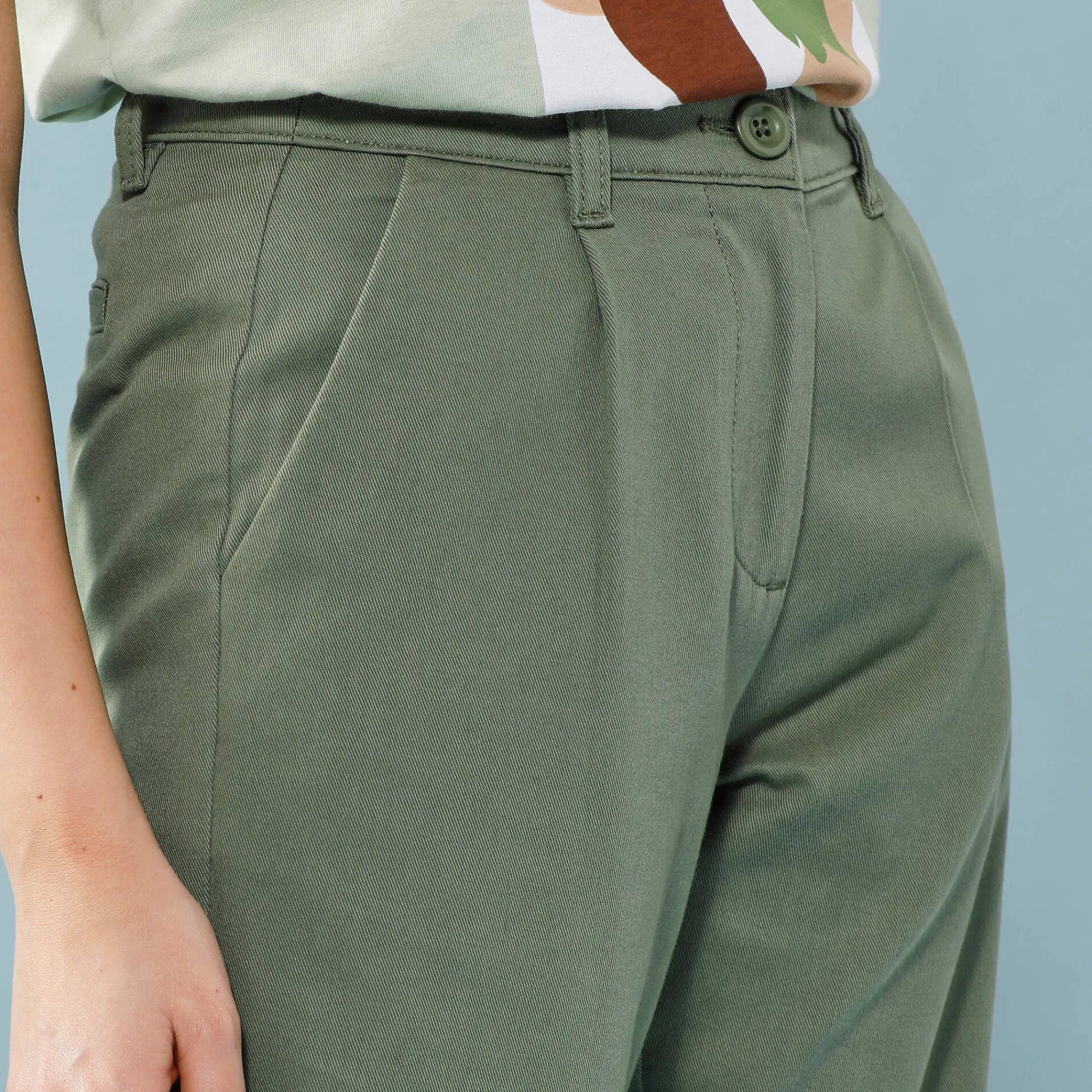 Broek<Blancheporte Ruime, rechte broek, speciaal voor kleine lengtes lindegroen