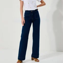 Jeans|Broek<Blancheporte Ruime rechte jeans, hoge taille, grote lengte stone