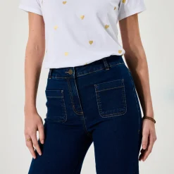 Jeans|Broek<Blancheporte Ruime rechte jeans, hoge taille, grote lengte stone