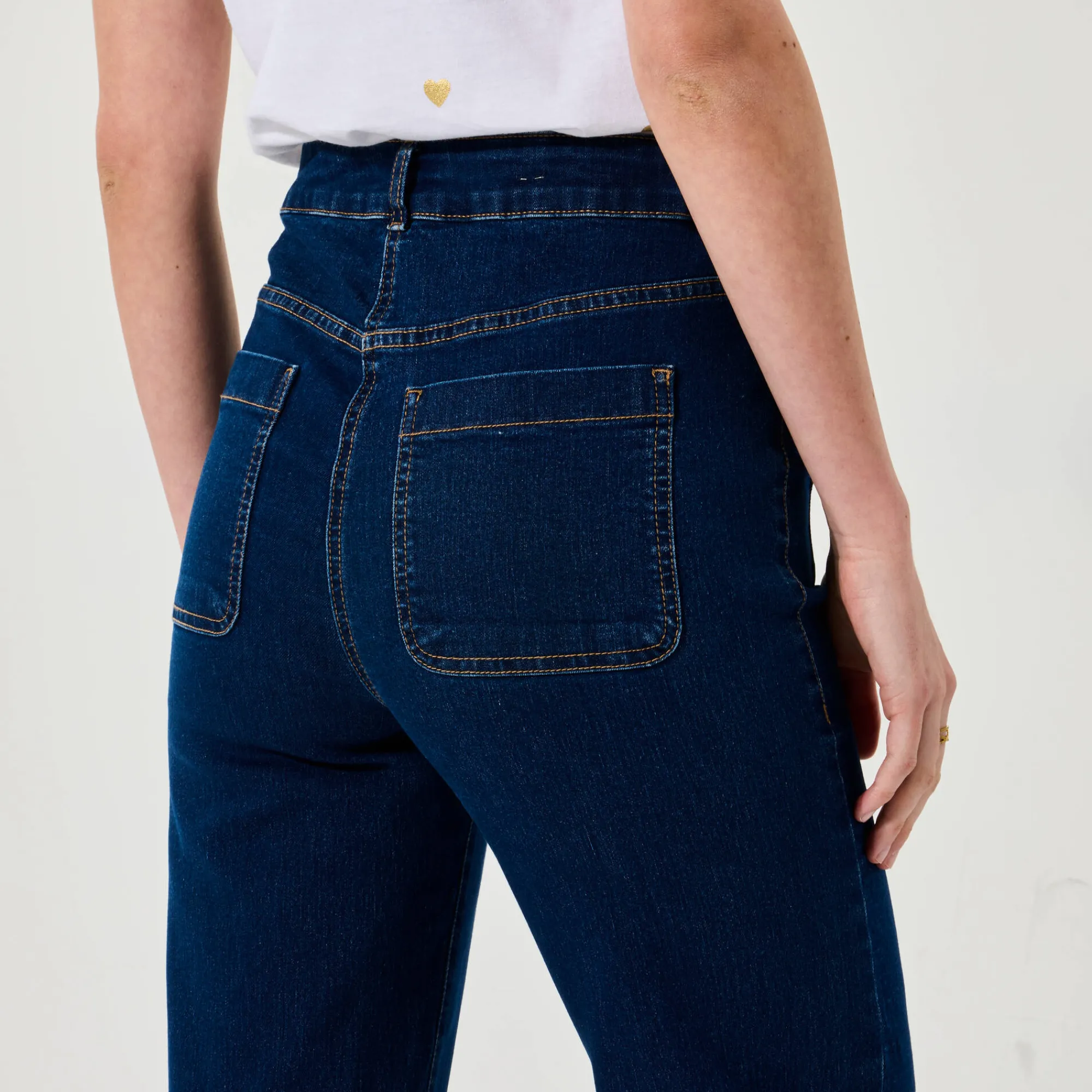 Jeans|Broek<Blancheporte Ruime rechte jeans, hoge taille, grote lengte stone
