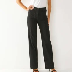 Jeans|Broek<Blancheporte Ruime, rechte jeans, hoge taille, kleine lengte used black