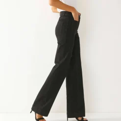 Jeans|Broek<Blancheporte Ruime, rechte jeans, hoge taille, kleine lengte used black