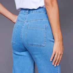Jeans|Broek<Blancheporte Ruime rechte jeans, hoge taille, grote lengte bleached