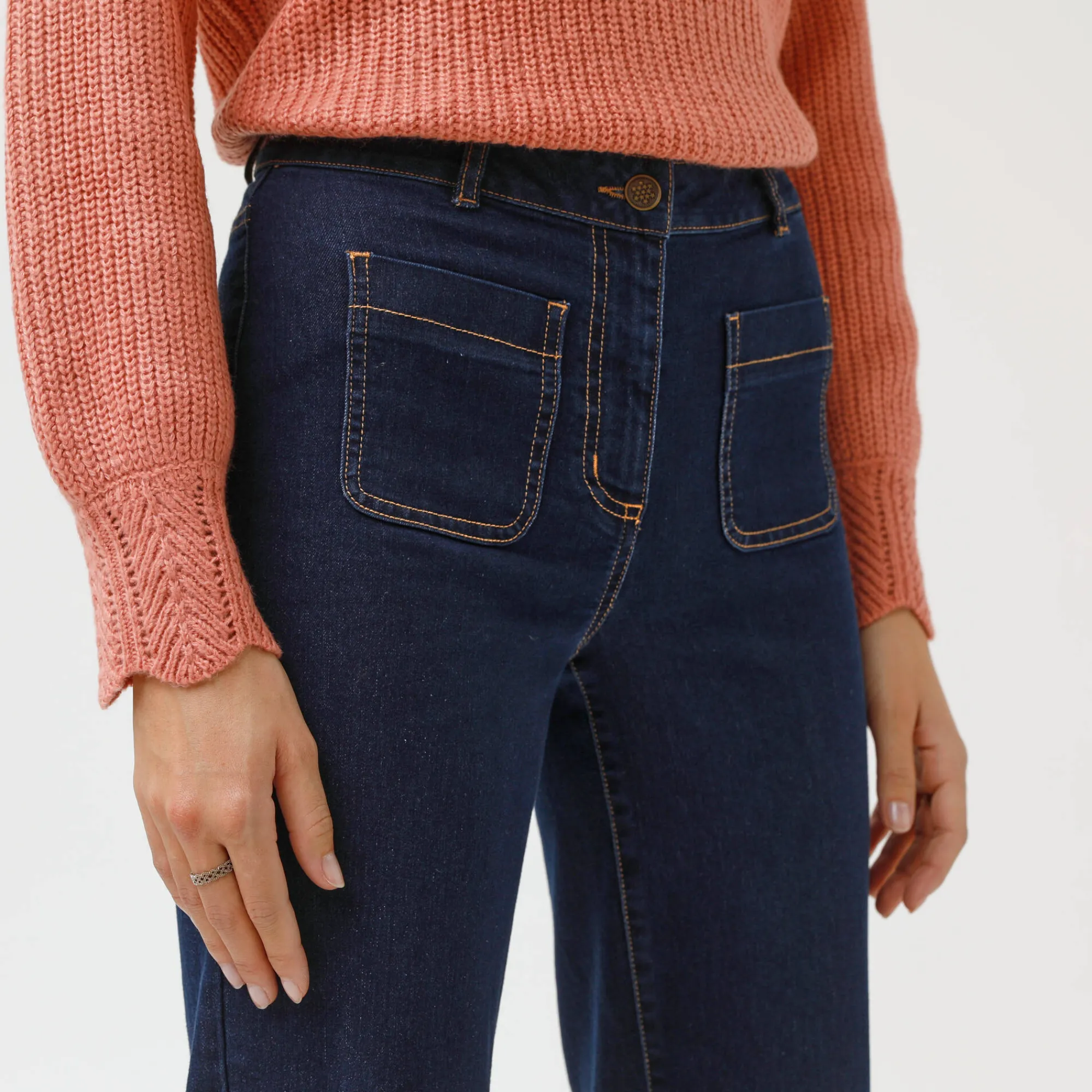 Jeans|Broek<Blancheporte Ruime rechte jeans, hoge taille, grote lengte raw