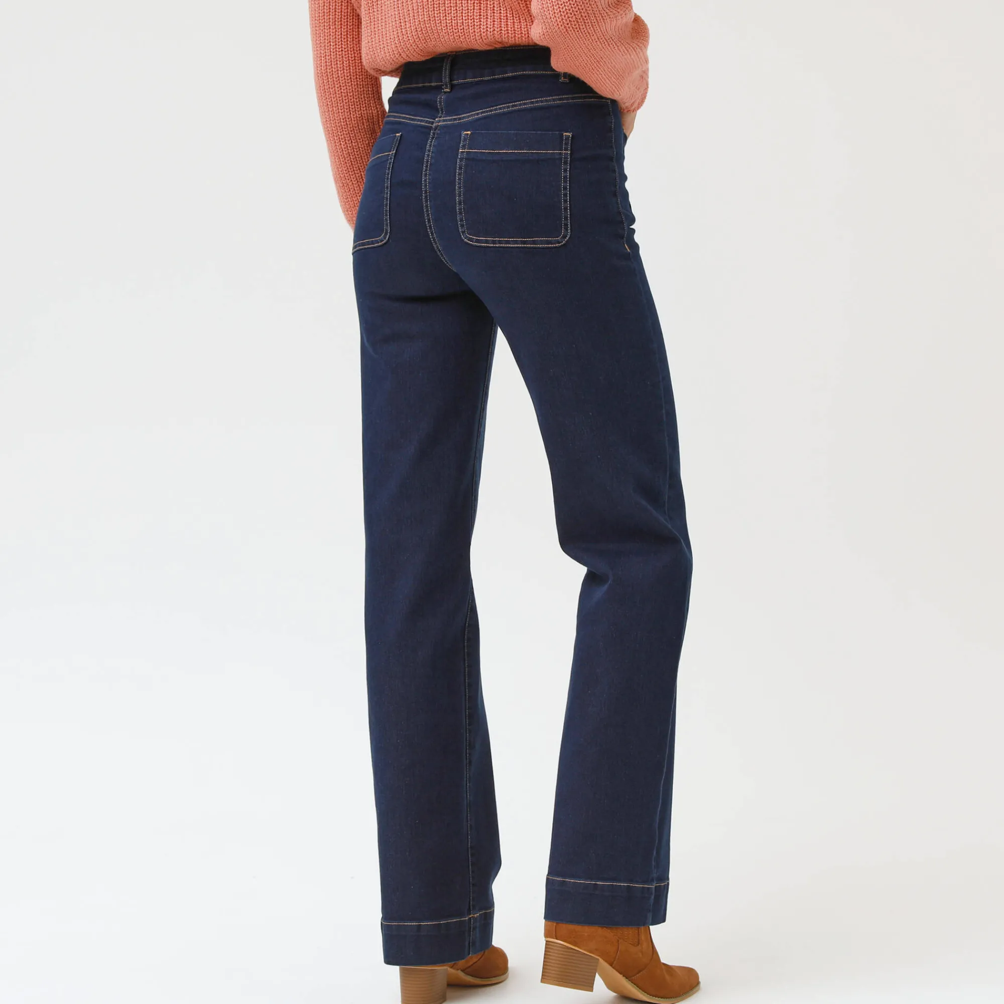 Jeans|Broek<Blancheporte Ruime rechte jeans, hoge taille, grote lengte raw