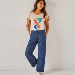 Jeans<Blancheporte Ruime, rechte jeans, speciaal voor kleine lengtes stone