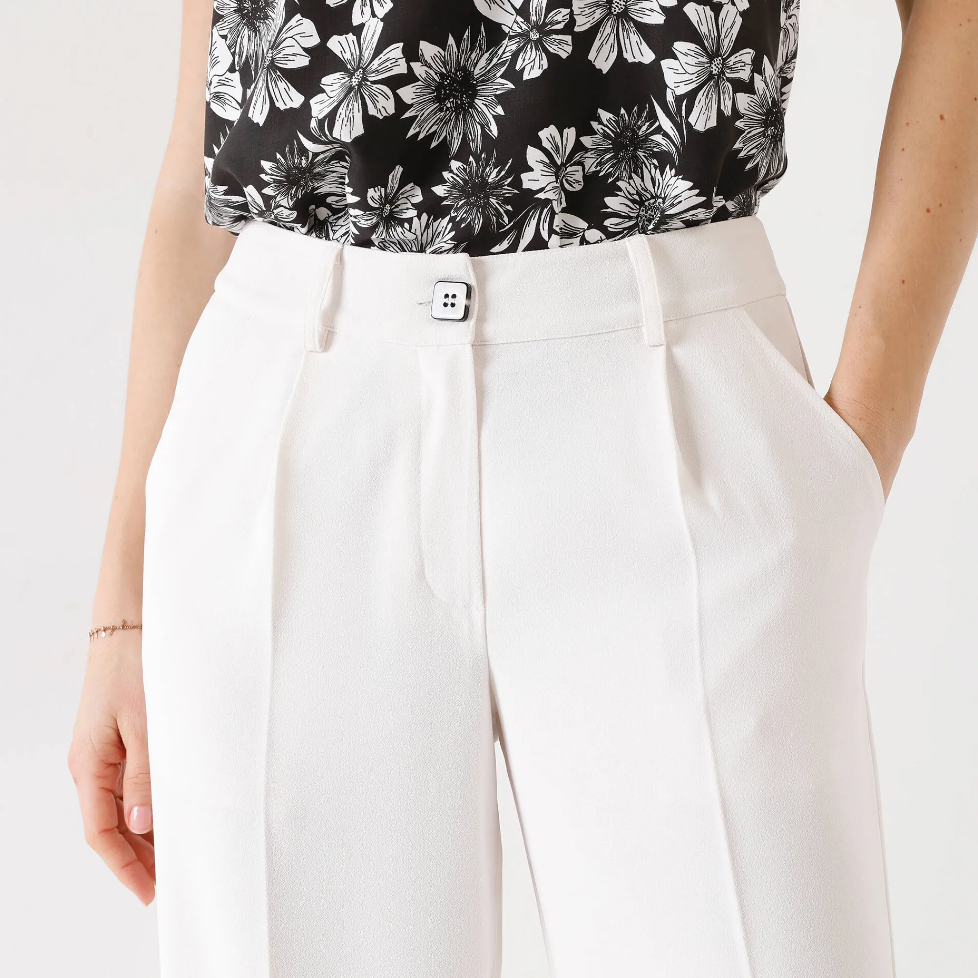 Broek|Jurk<Blancheporte Ruime, soepele broek ecru
