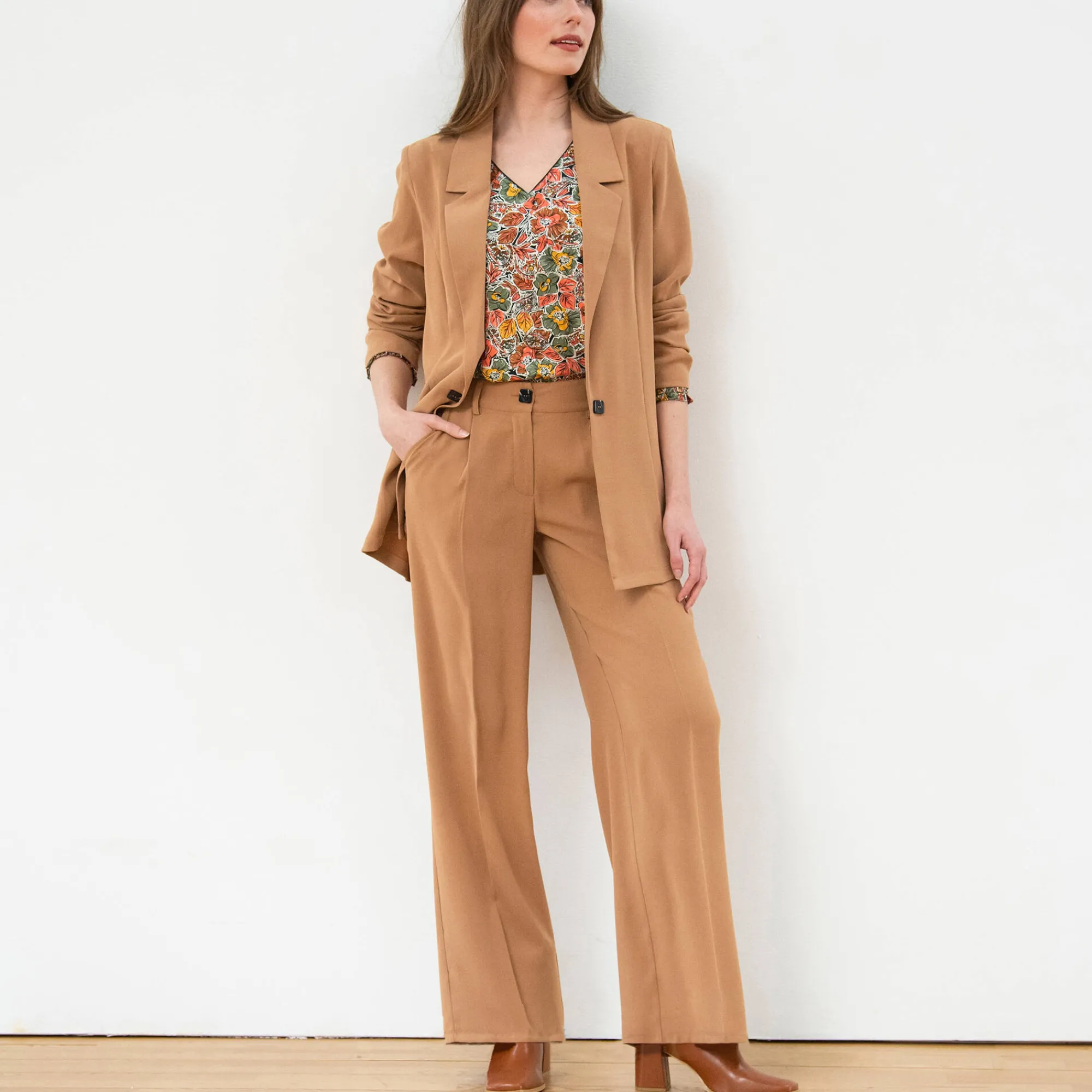 Broek<Blancheporte Ruime, soepele broek karamel
