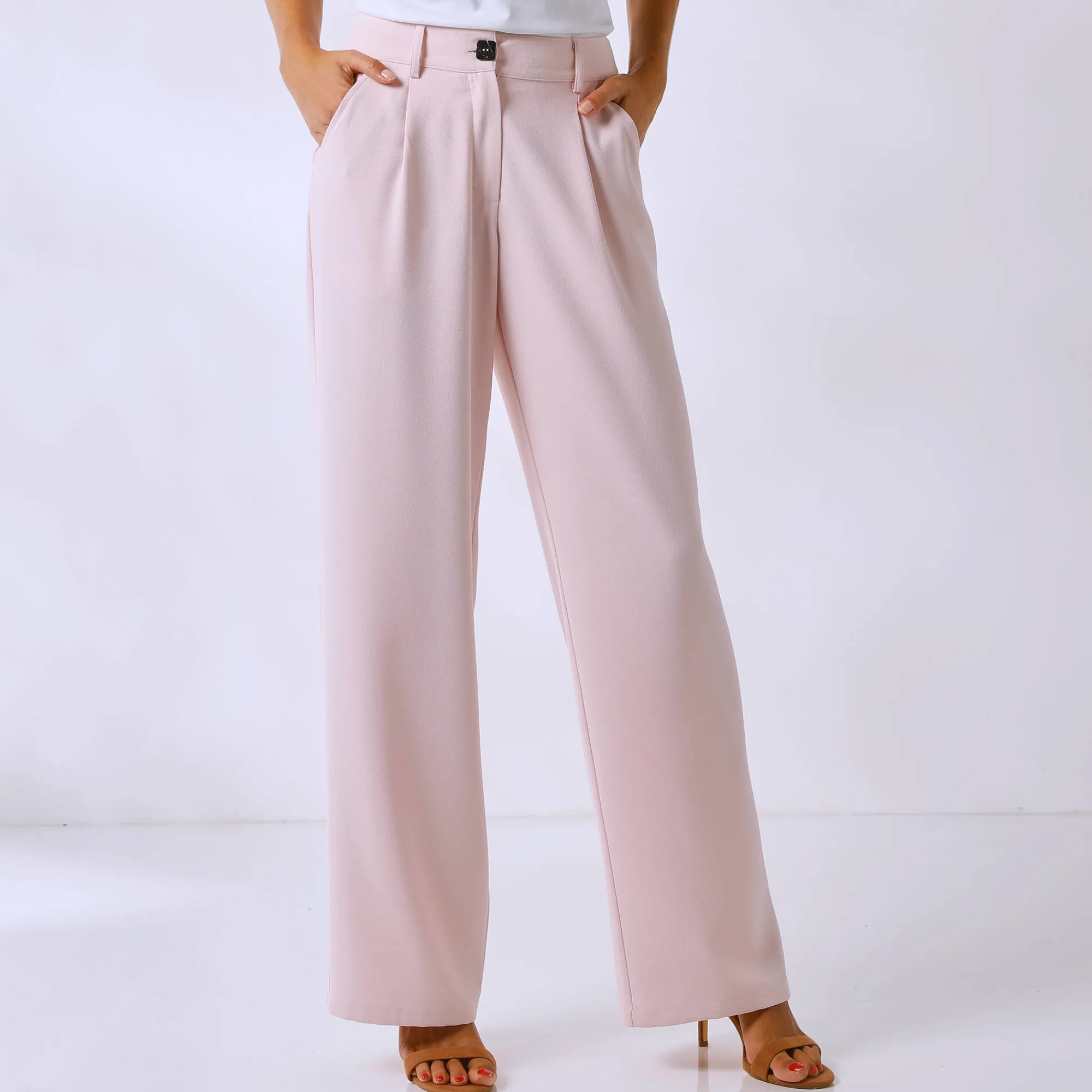 Broek|Jurk<Blancheporte Ruime, soepele broek poederroze