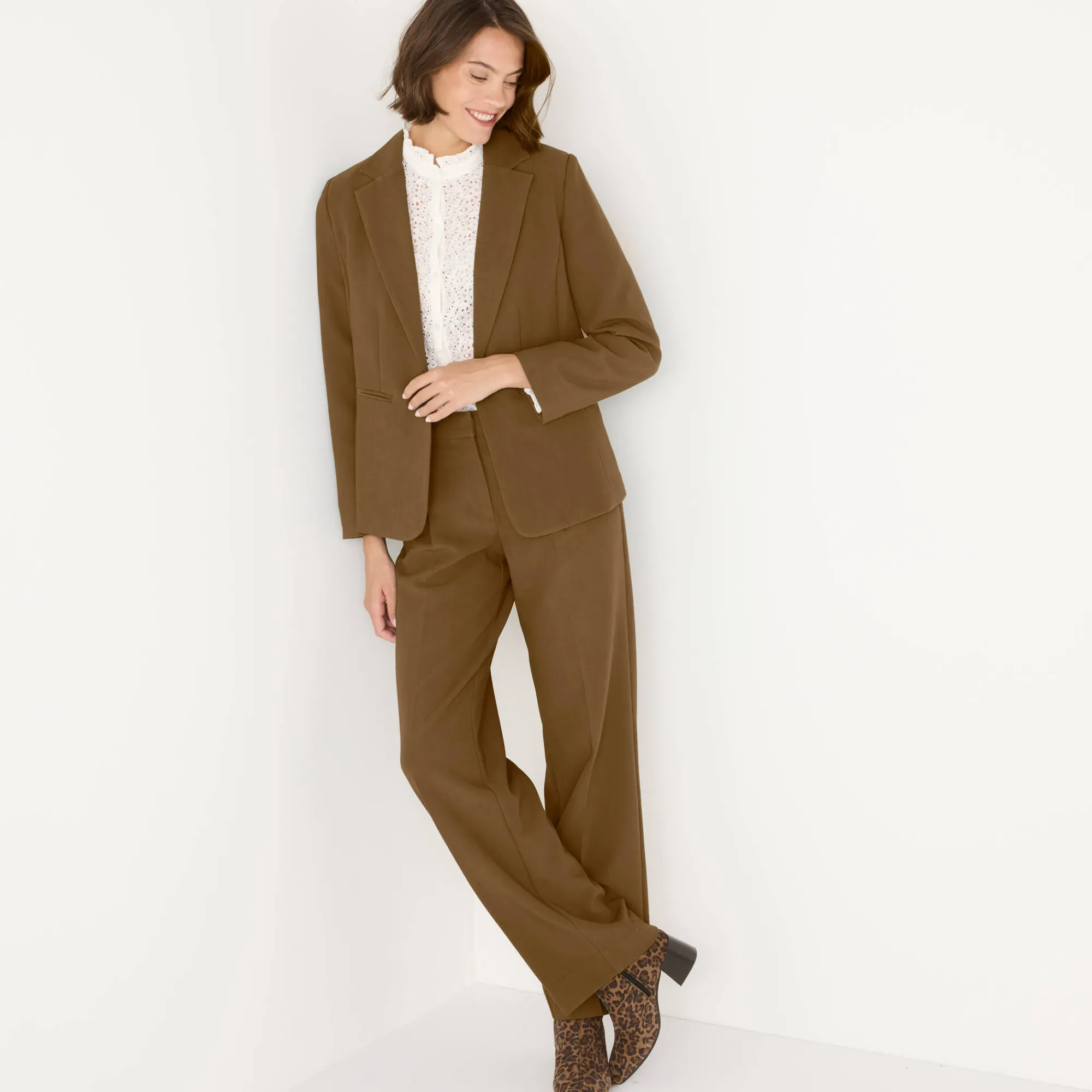 Feestoutfits Dames|Broek<Blancheporte Ruime, soepele broek kaki