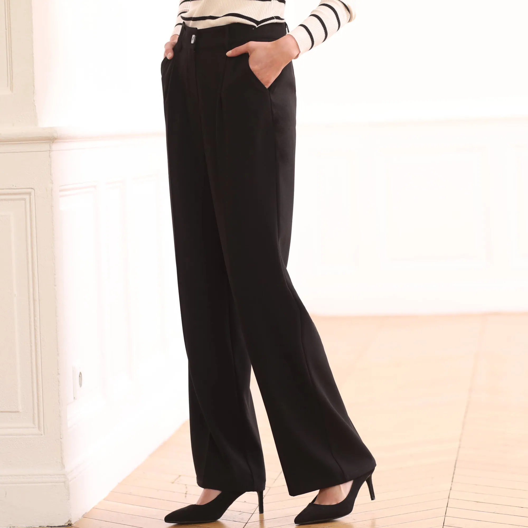 Broek<Blancheporte Ruime, soepele broek zwart