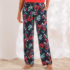 Broek<Blancheporte Ruime, soepele broek, bedrukt marine