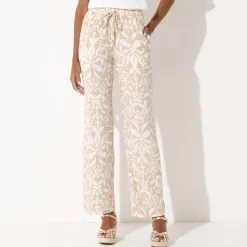 Broek<Blancheporte Ruime, soepele broek, tweekleurige etnische print ecru / beige