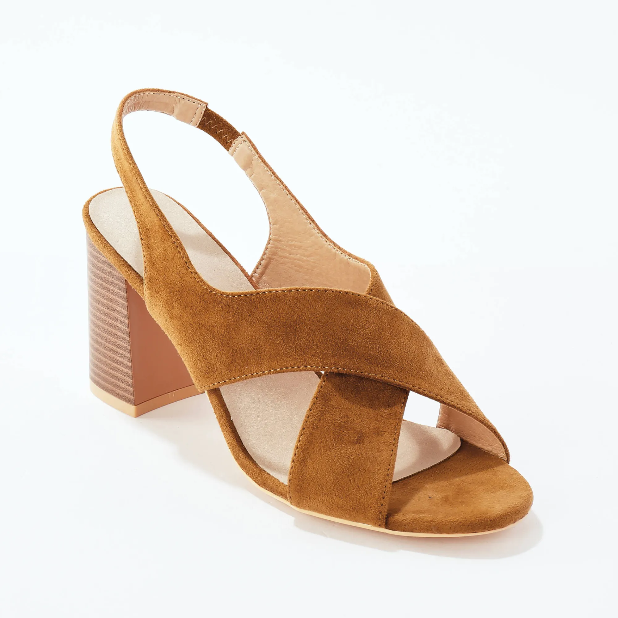 Sandalen En Espadrilles|Schoenen<Blancheporte Sandalen met hak en gekruiste riempjes beige