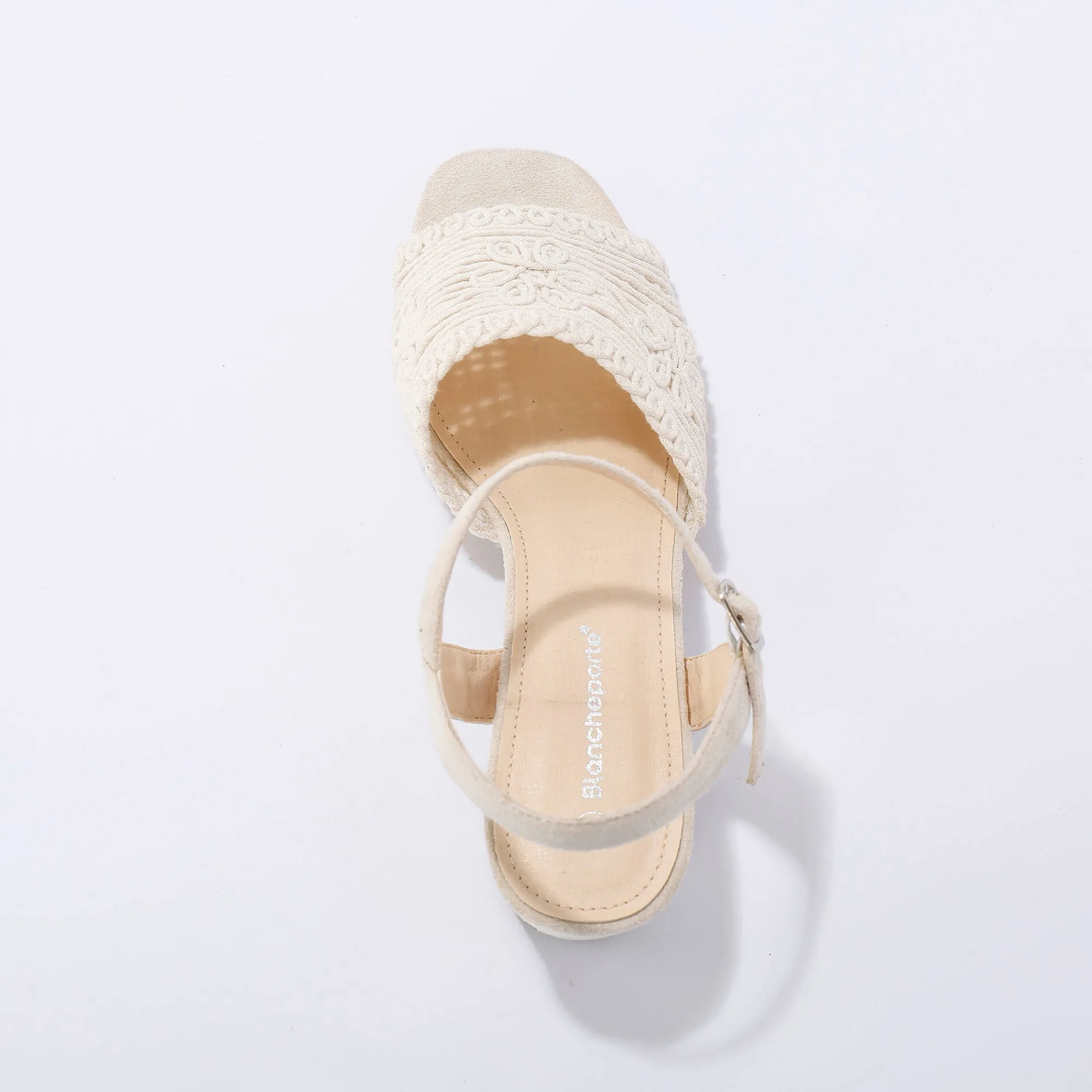 Sandalen En Espadrilles|Schoenen<Blancheporte Sandalen met macramé-effect en hak ecru