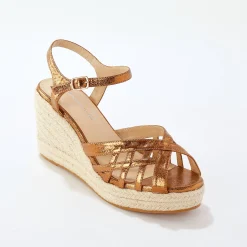 Sandalen En Espadrilles|Schoenen<Blancheporte Sandalen met sleehak en gekruiste riempjes bronskleur
