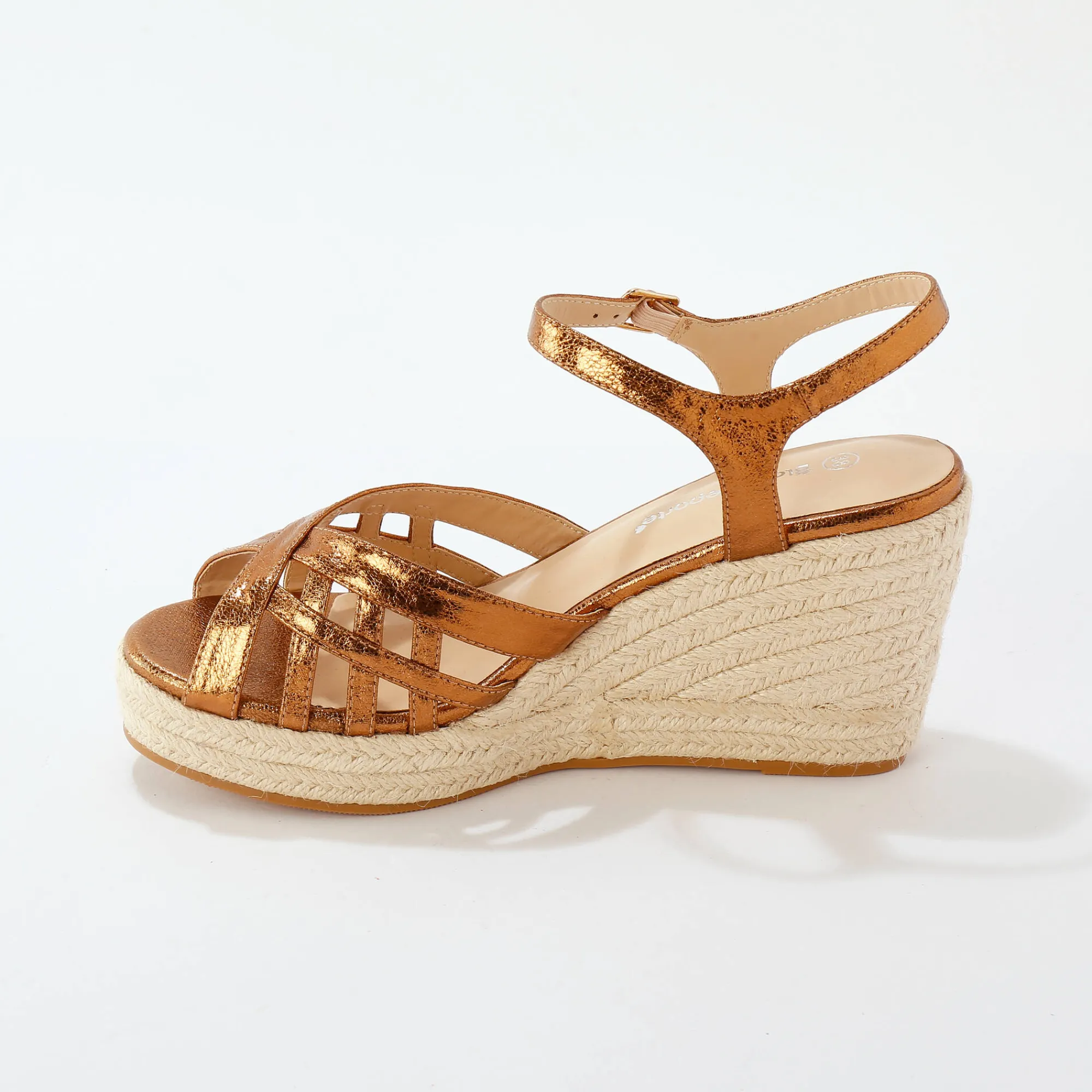 Sandalen En Espadrilles|Schoenen<Blancheporte Sandalen met sleehak en gekruiste riempjes bronskleur