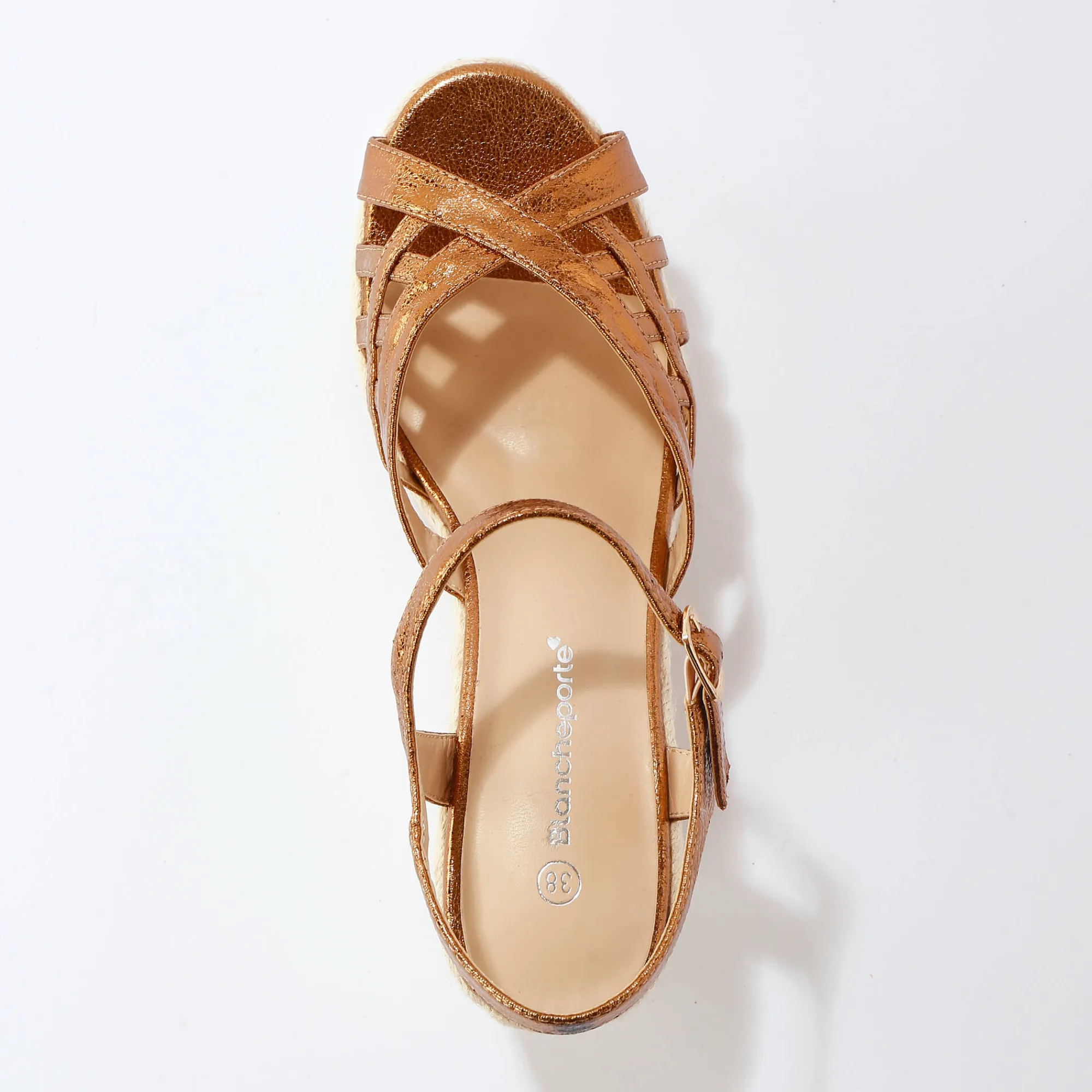 Sandalen En Espadrilles|Schoenen<Blancheporte Sandalen met sleehak en gekruiste riempjes bronskleur