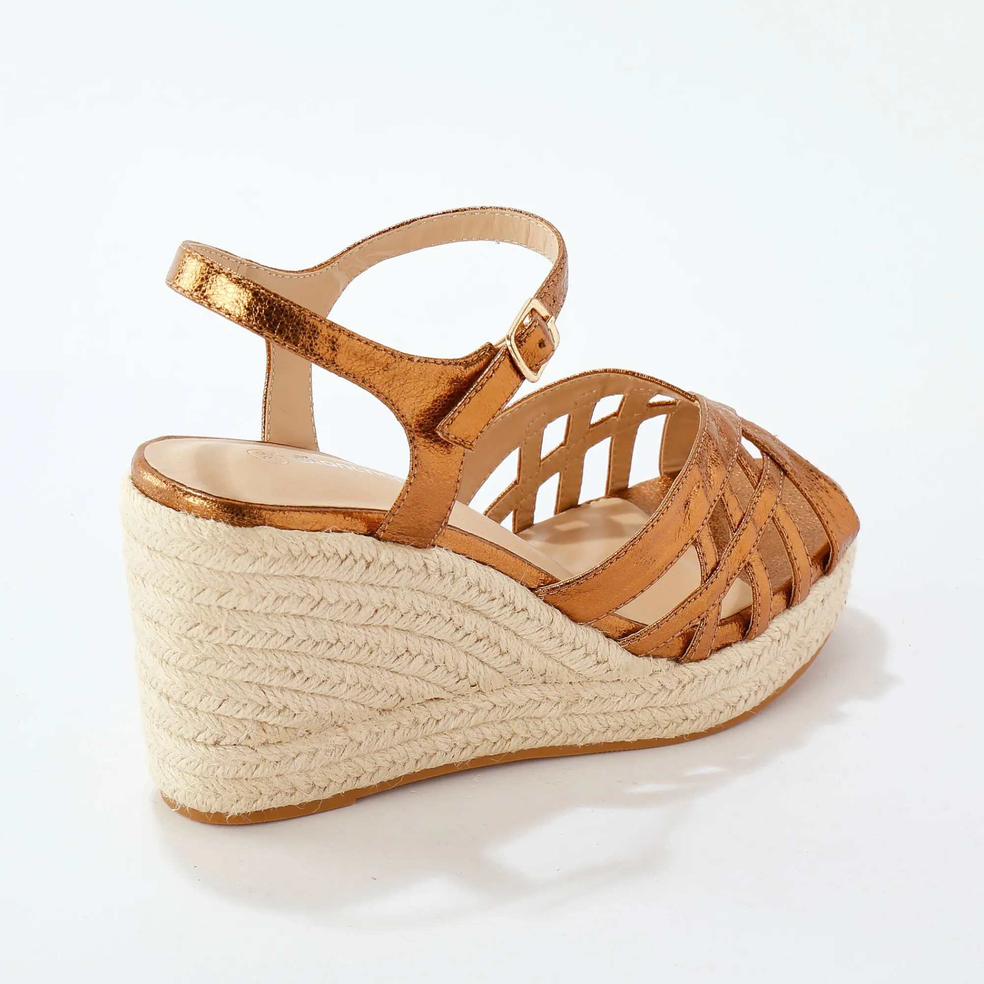 Sandalen En Espadrilles|Schoenen<Blancheporte Sandalen met sleehak en gekruiste riempjes bronskleur