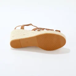 Sandalen En Espadrilles|Schoenen<Blancheporte Sandalen met sleehak en gekruiste riempjes bronskleur