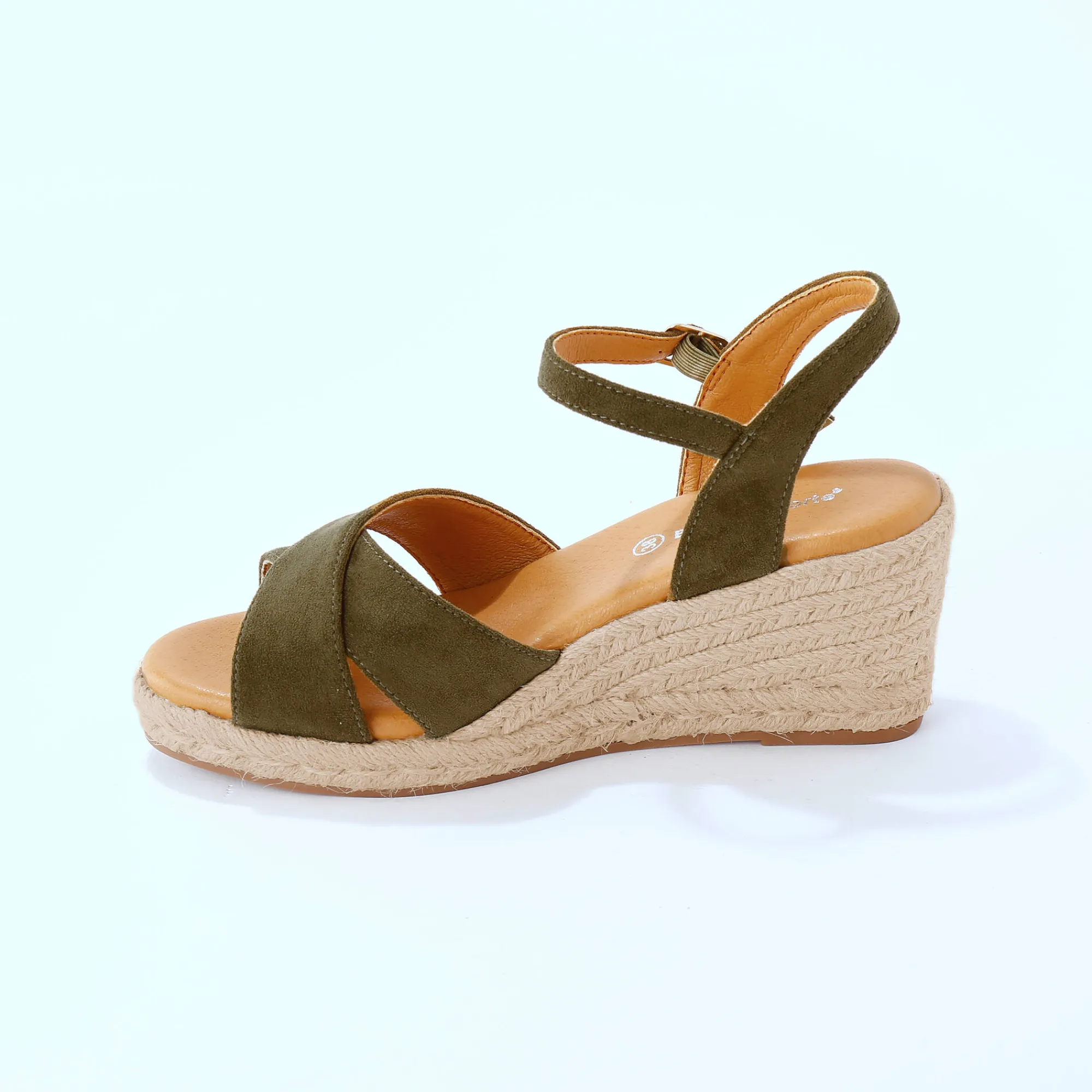 Sandalen En Espadrilles|Schoenen<Blancheporte Sandalen met sleehak en gekruiste riempjes kaki