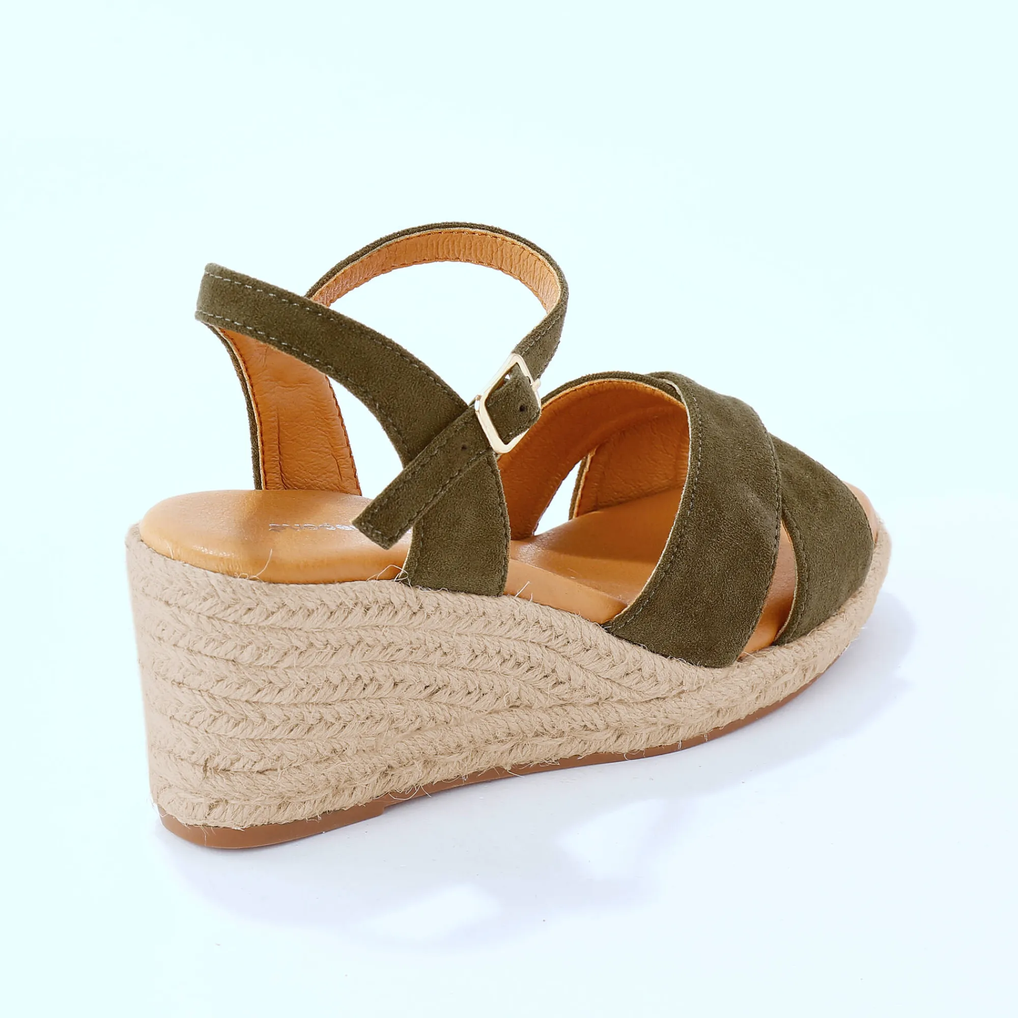 Sandalen En Espadrilles|Schoenen<Blancheporte Sandalen met sleehak en gekruiste riempjes kaki