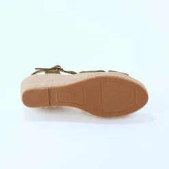 Sandalen En Espadrilles|Schoenen<Blancheporte Sandalen met sleehak en gekruiste riempjes kaki