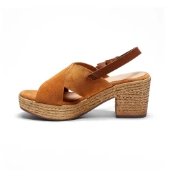 Sandalen En Espadrilles|Schoenen<Blancheporte Sandalen met sleehak en gekruist bovenwerk, karamel