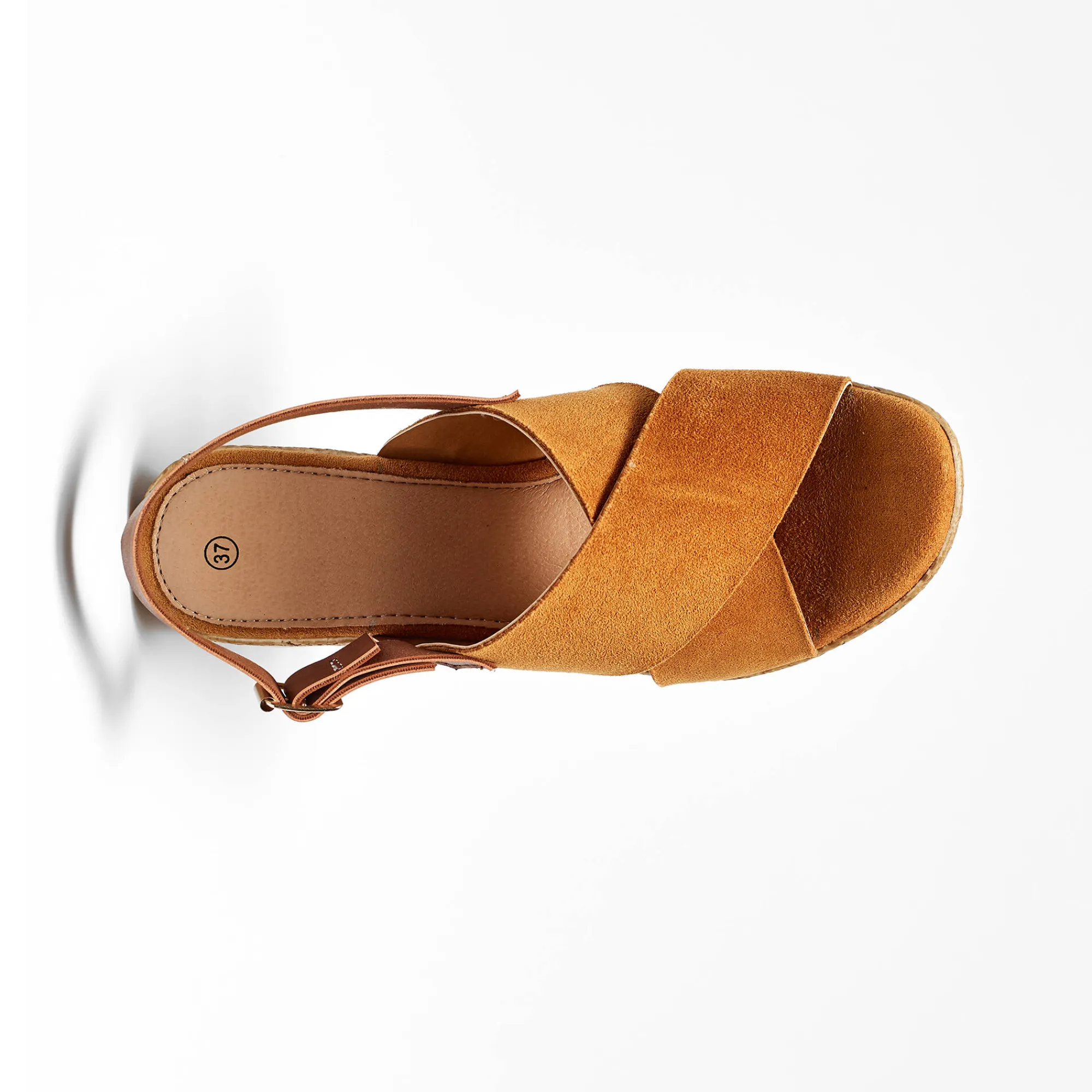 Sandalen En Espadrilles|Schoenen<Blancheporte Sandalen met sleehak en gekruist bovenwerk, karamel