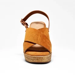 Sandalen En Espadrilles|Schoenen<Blancheporte Sandalen met sleehak en gekruist bovenwerk, karamel