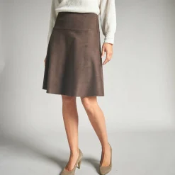 Rok<Lora Zellini Schaatstersrokje met suedineaspect chocolade