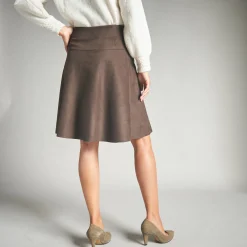 Rok<Lora Zellini Schaatstersrokje met suedineaspect chocolade