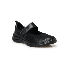Ballerina's|Schoenen<PédiConfort Schoenen met scratchriempje in leer en stretchstof zwart