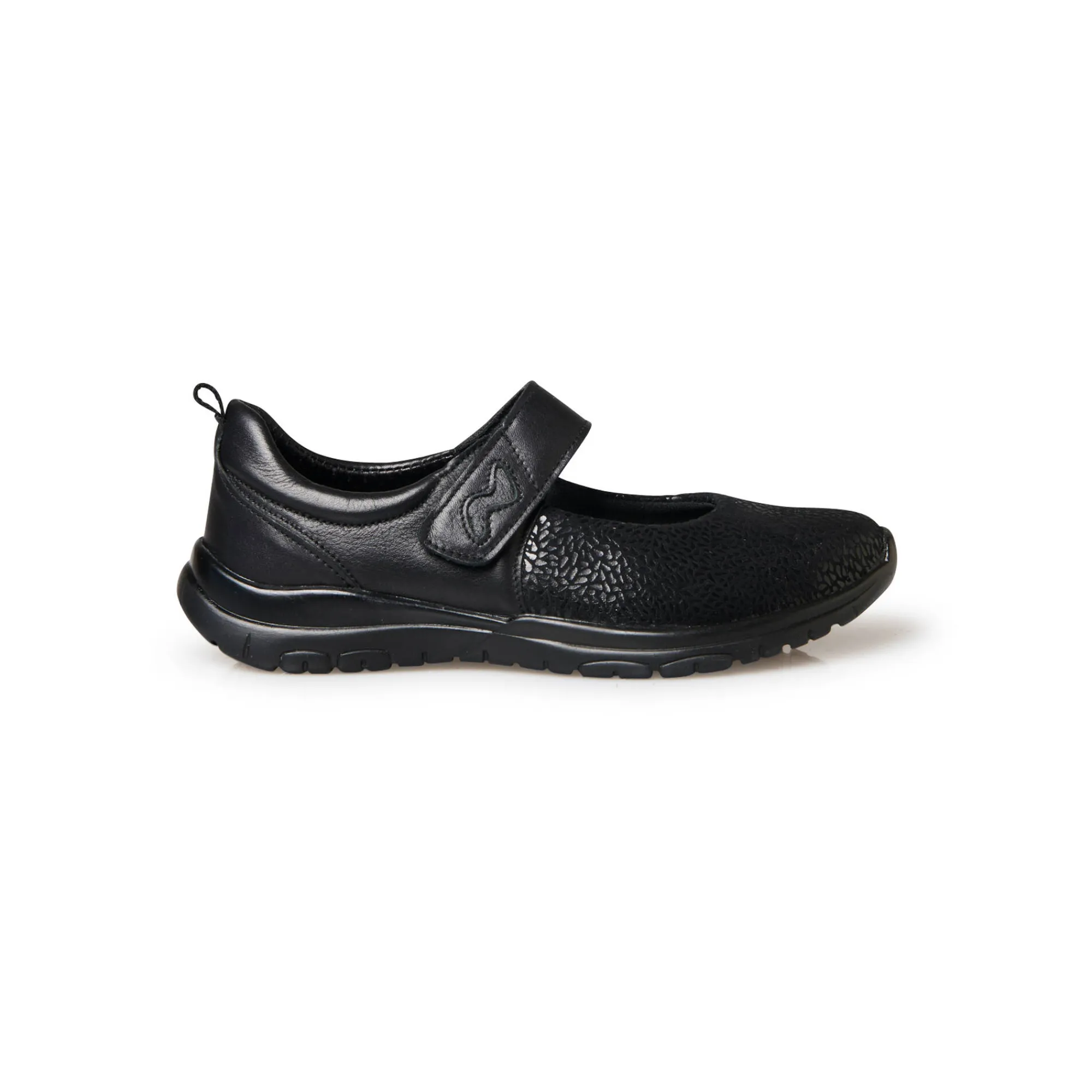 Ballerina's|Schoenen<PédiConfort Schoenen met scratchriempje in leer en stretchstof zwart