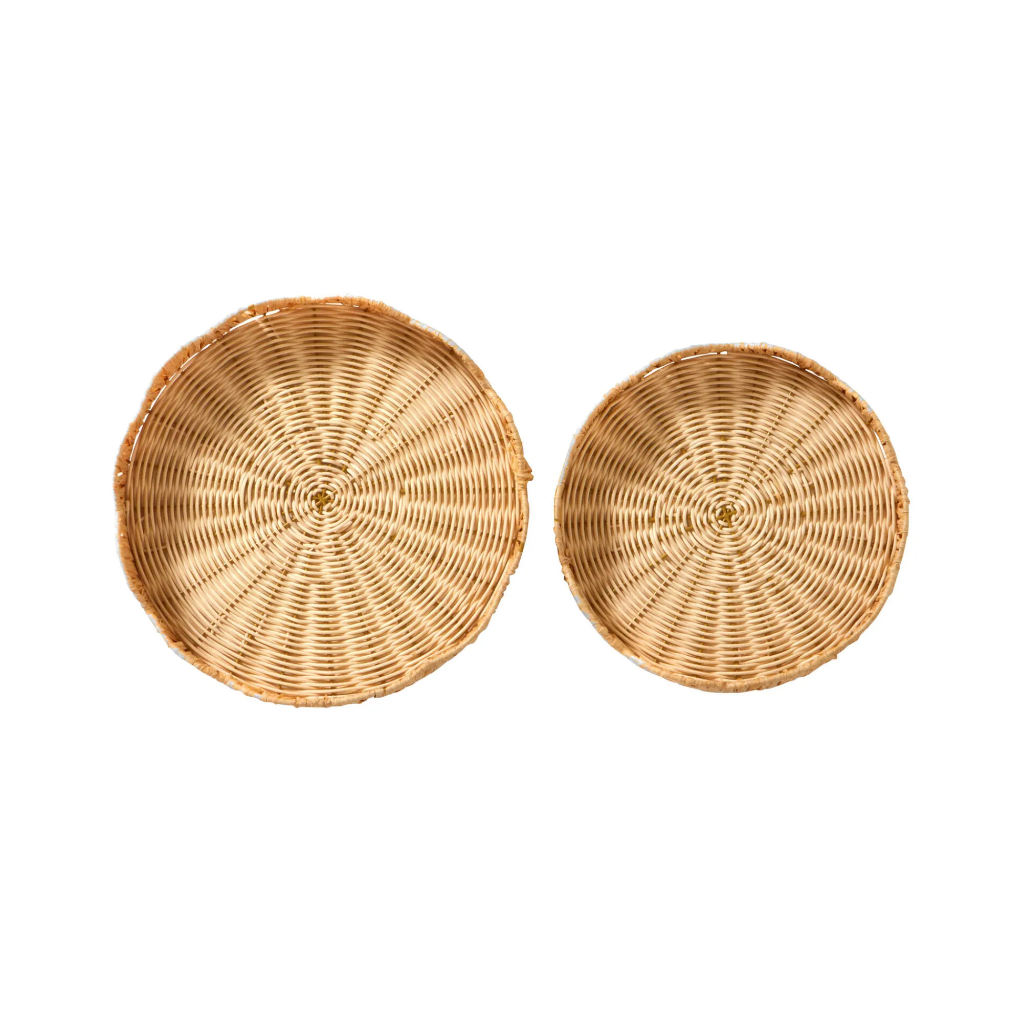 Decoratieartikel<Blancheporte Set van 2 dienbladen in rotan naturel
