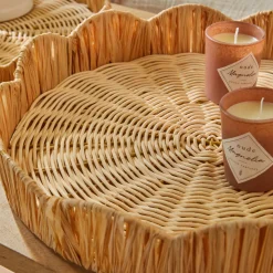Decoratieartikel<Blancheporte Set van 2 dienbladen in rotan naturel
