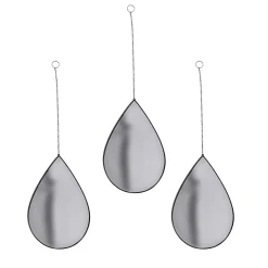 Feestdecoratie|Decoratieartikel<Blancheporte Set van 3 druppelvormige hangspiegels zwart