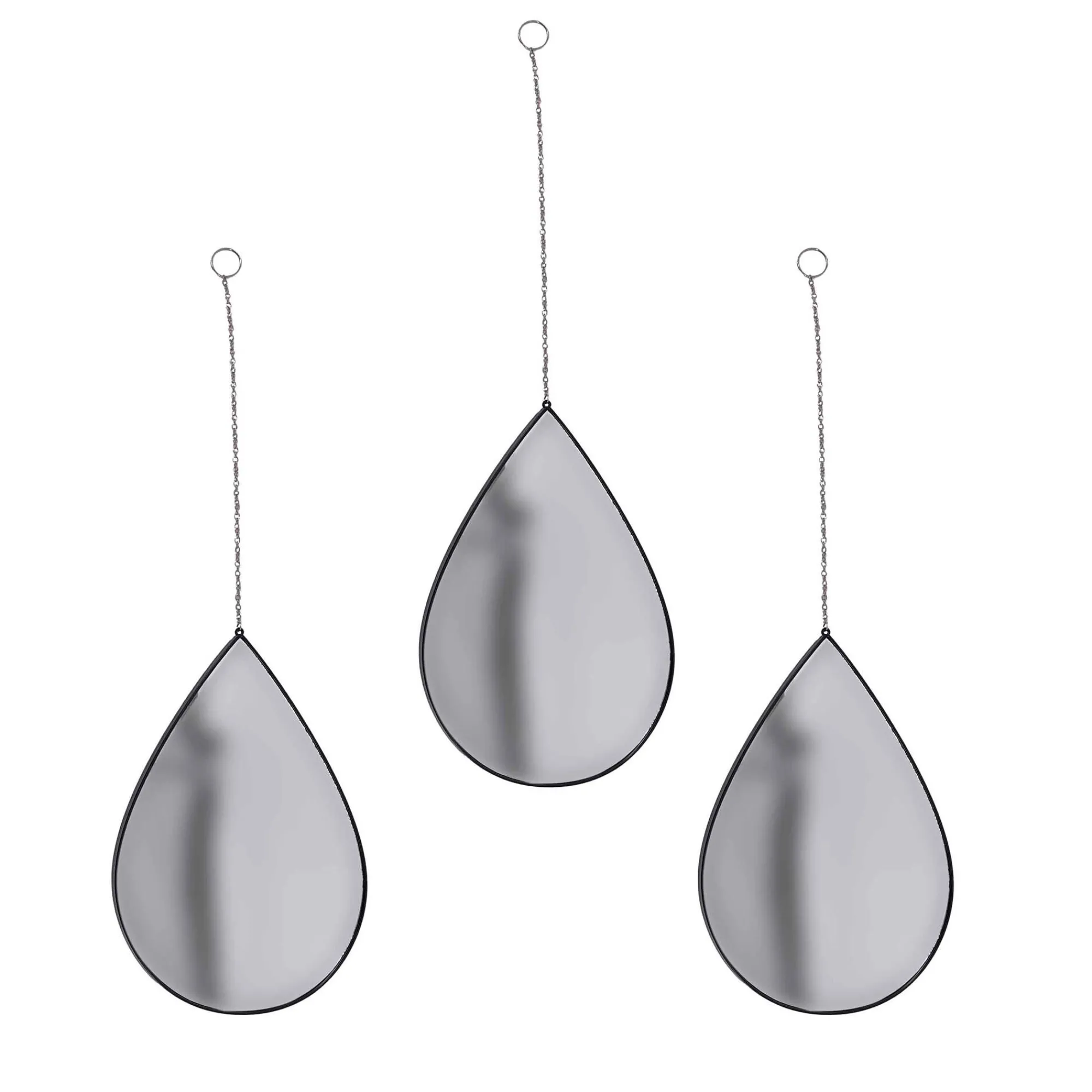 Feestdecoratie|Decoratieartikel<Blancheporte Set van 3 druppelvormige hangspiegels zwart
