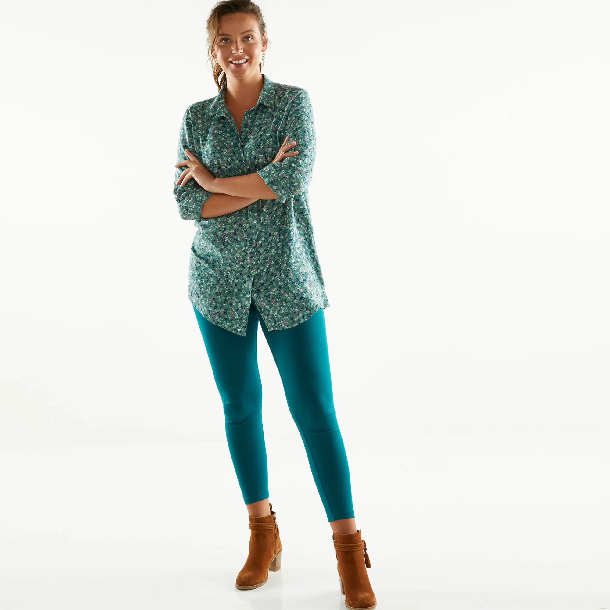 Legging<Blancheporte Set van 2 leggings met elastische taille donkergroen / zwart