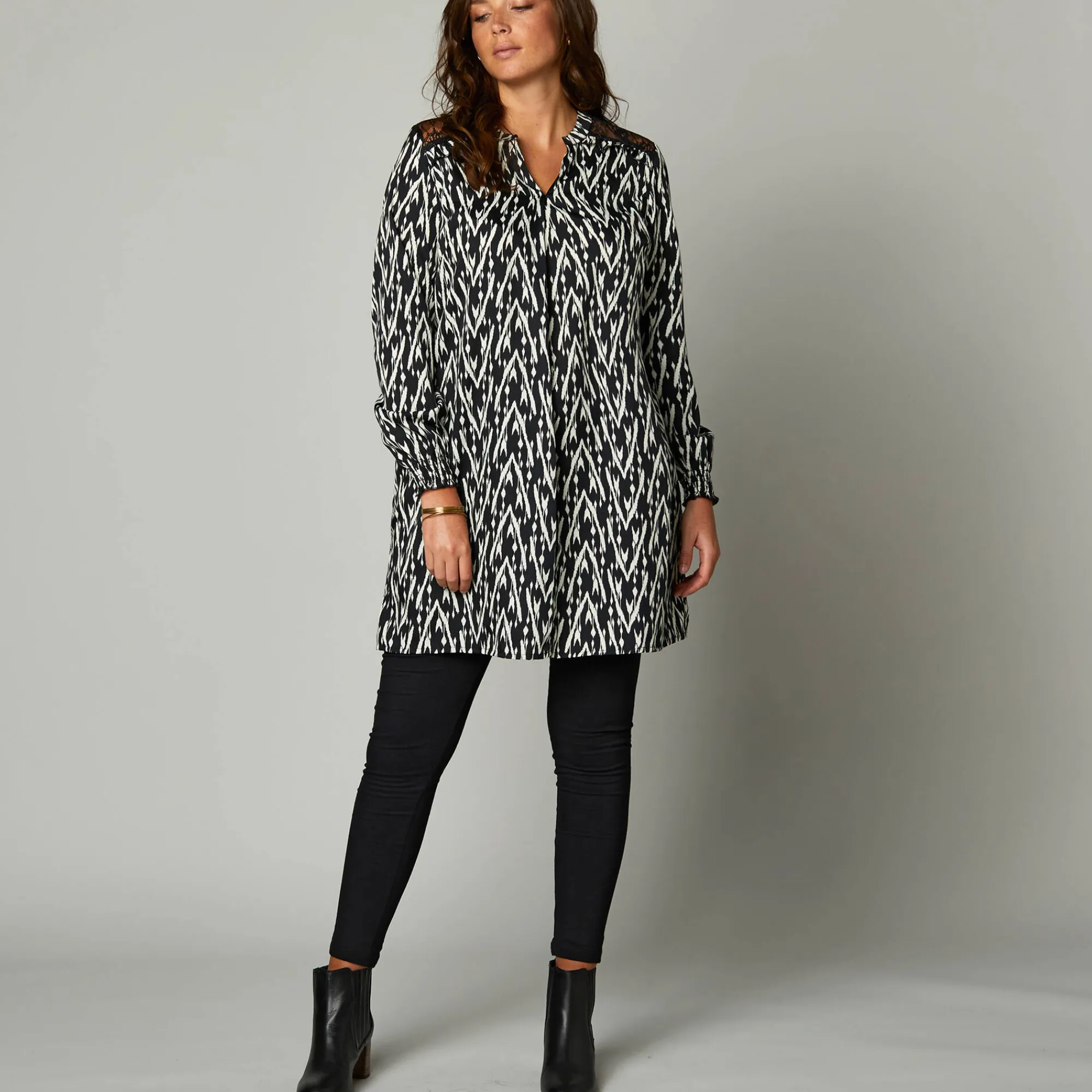 Legging<Blancheporte Set van 2 leggings met elastische taille donkergroen / zwart