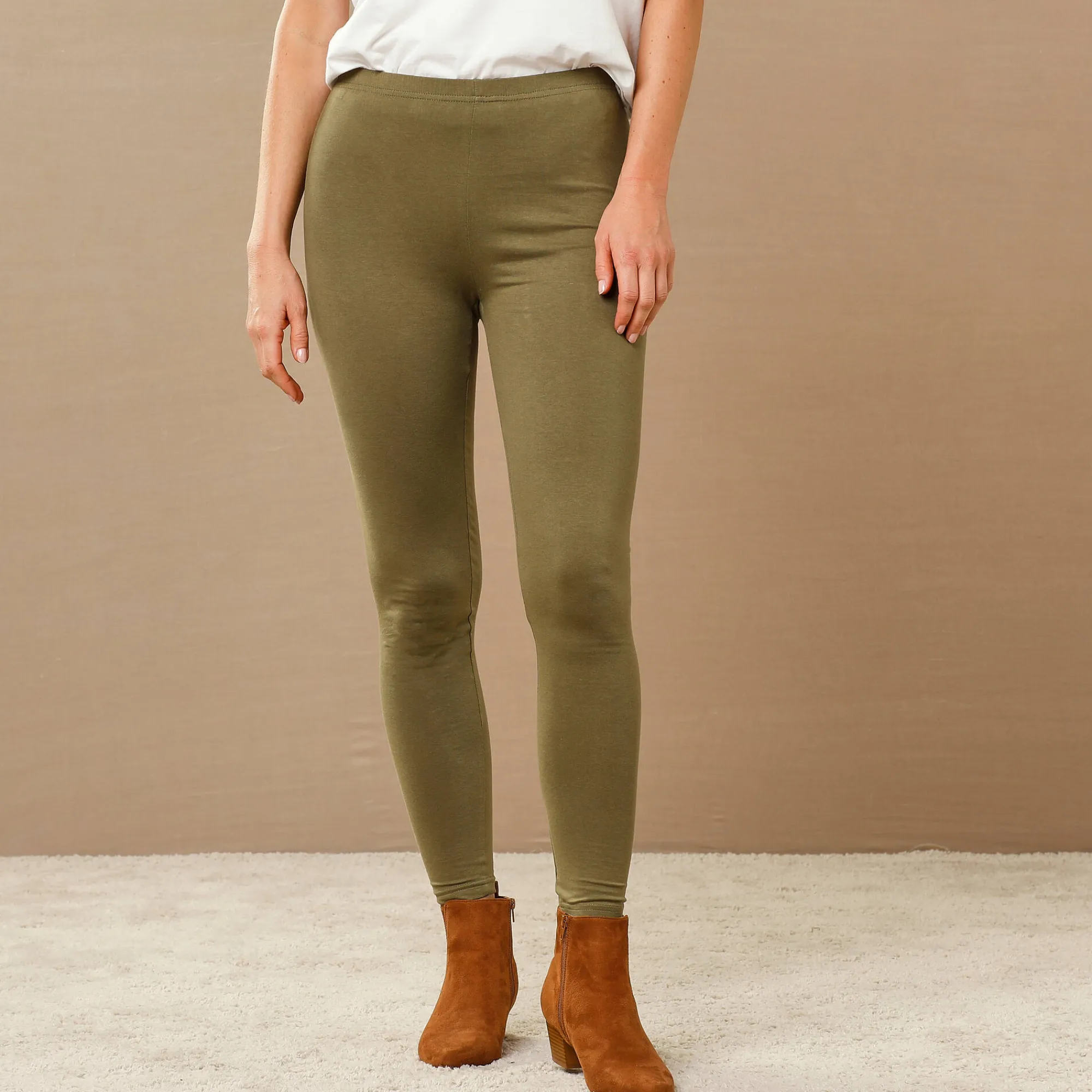 Legging<Blancheporte Set van 2 leggings met elastische taille bronskleur / zwart