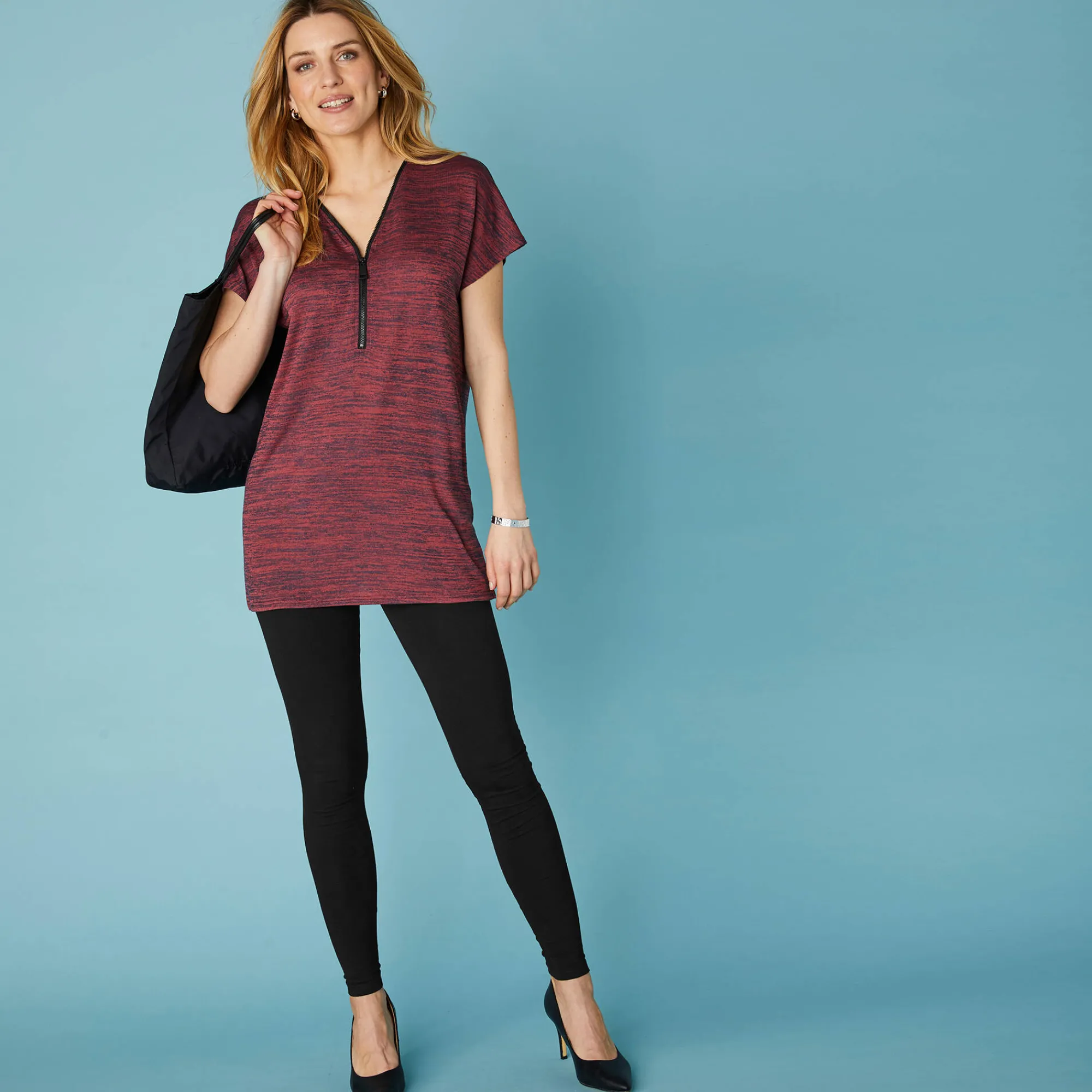 Legging<Blancheporte Set van 2 leggings met elastische taille bronskleur / zwart