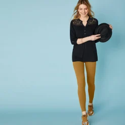 Legging<Blancheporte Set van 2 leggings met elastische taille saffraangeel / zwart