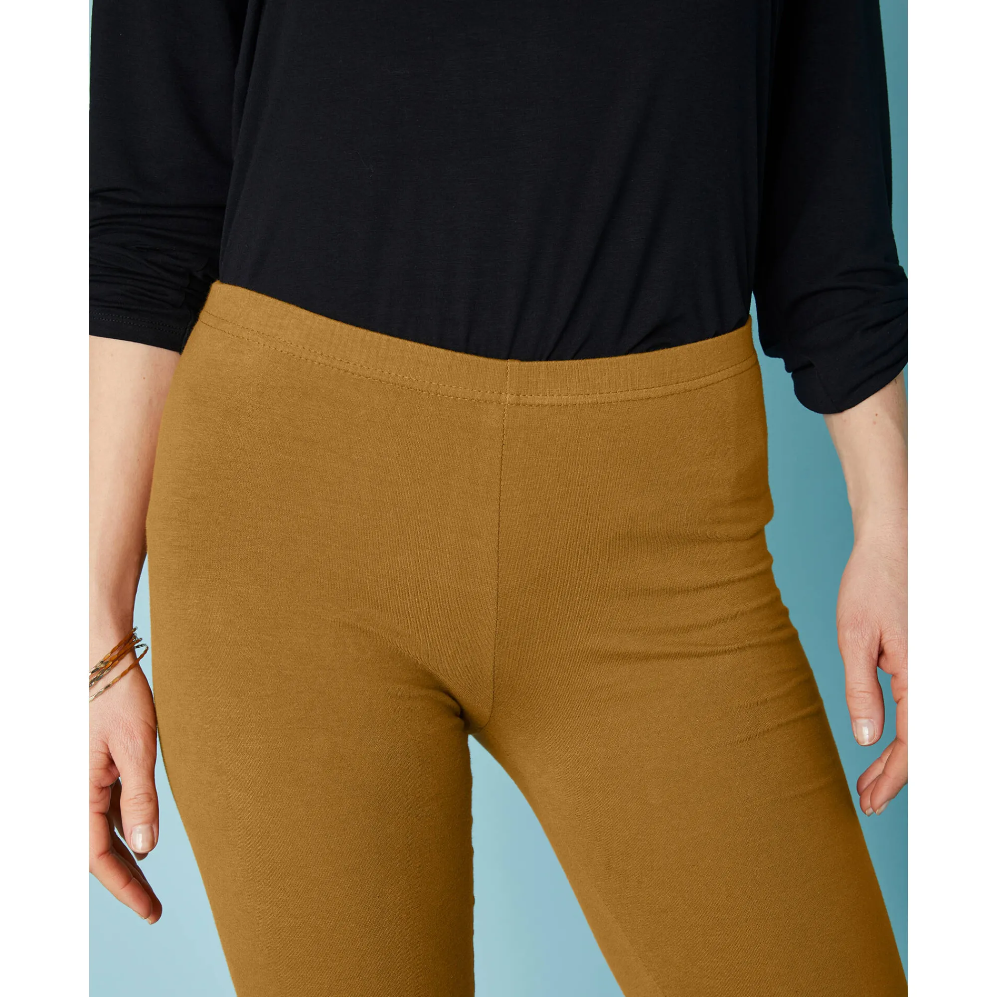 Legging<Blancheporte Set van 2 leggings met elastische taille saffraangeel / zwart