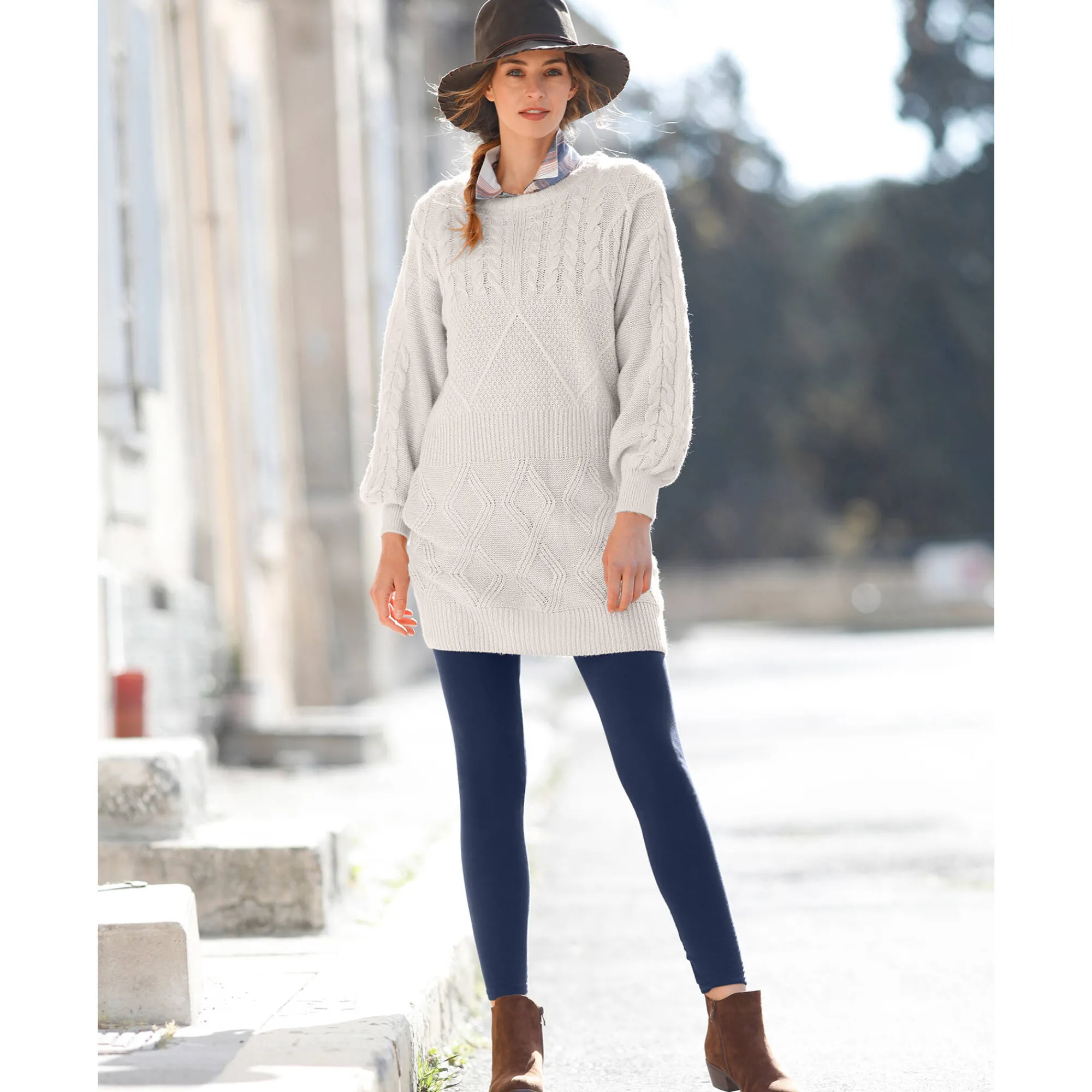 Legging<Blancheporte Set van 2 leggings met elastische taille zwart / inktblauw