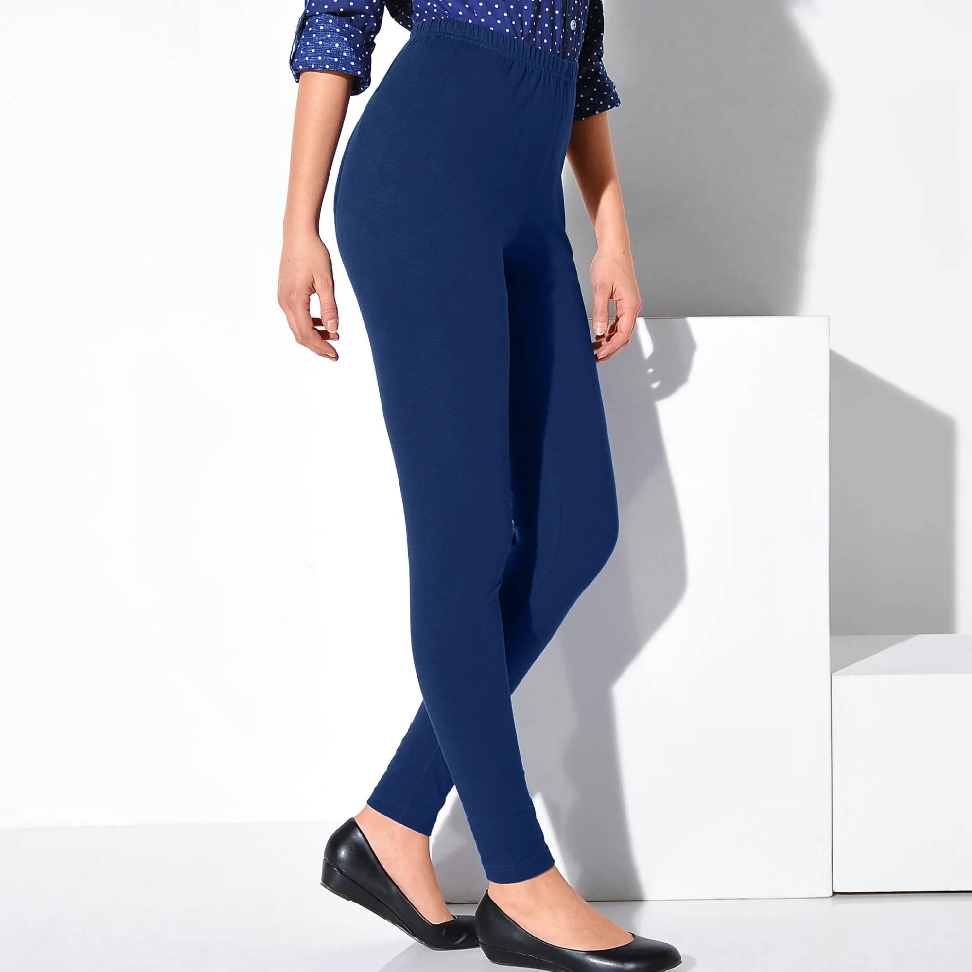 Legging<Blancheporte Set van 2 leggings met elastische taille zwart / inktblauw